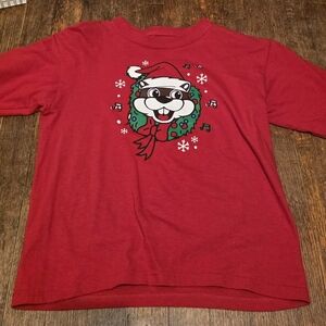 District Red Long Sleeve Kids Holiday Tee with Festive Character